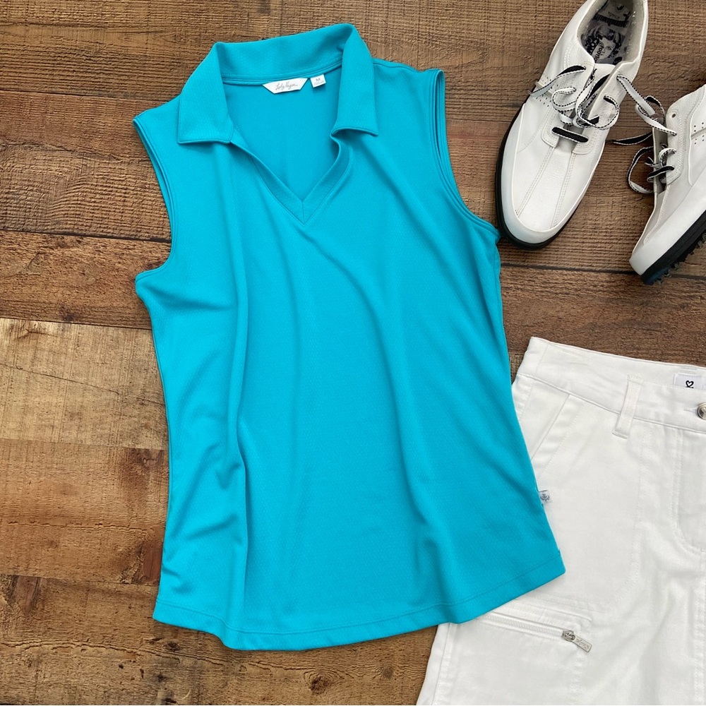 Turquoise Blue Athletic Sleeveless Top - Picture 1 of 6